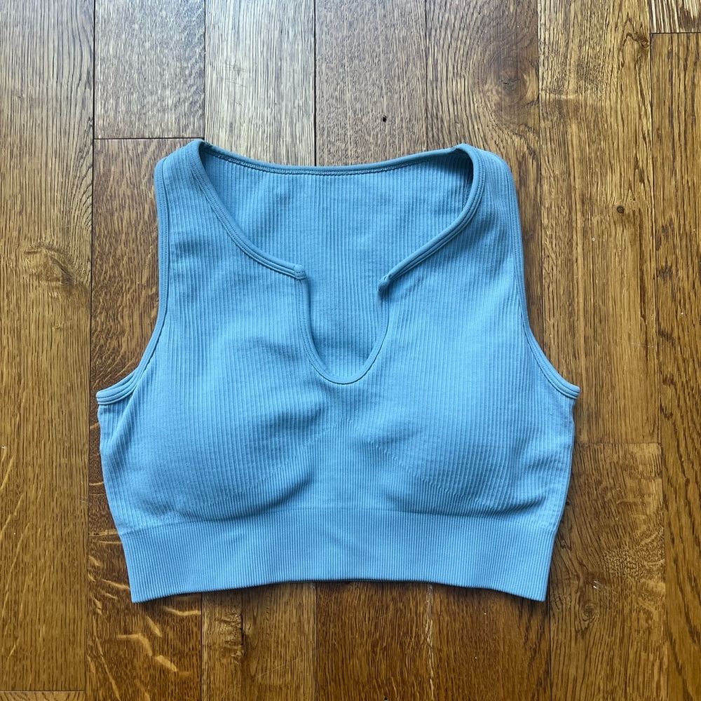Blue Ribbed Women's Workout Set - Picture 3 of 8